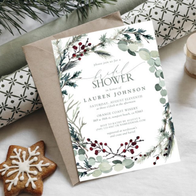 Invitation Sage Green Eucalyptus Fête des mariées Berry verte (Bridal Shower Invitation!)