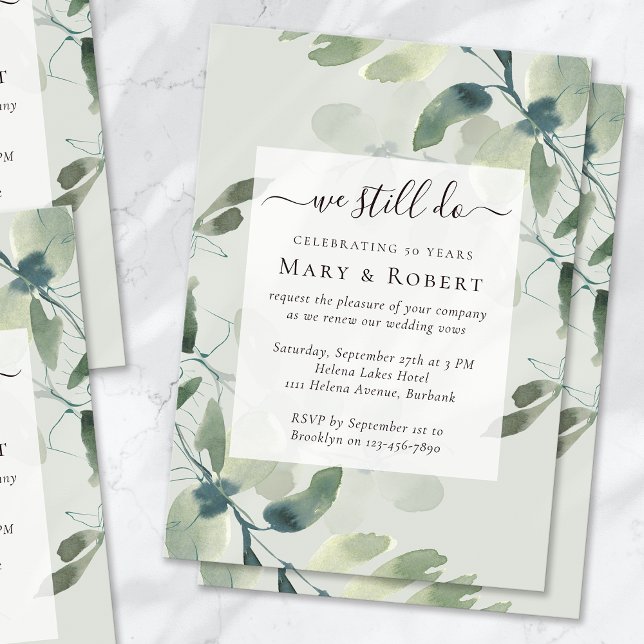 Invitation Sage Green Eucalyptus Nous Faisons Encore Vow Reno (Créateur téléchargé)