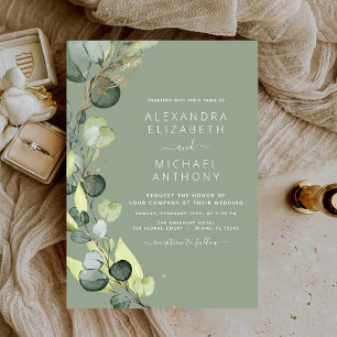 Invitation Sage Green Eucalyptus Rustique Mariage de verdure
