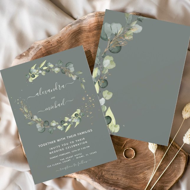 Invitation Sage Green Eucalyptus Verdure Mariage élégant (Créateur téléchargé)