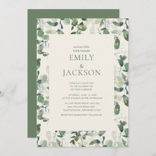 Invitation Sage Green EucalyptusFeuilles Mariage de verdure