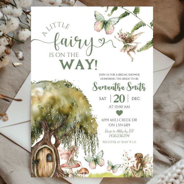 Invitation Sage Green Fairy Enchanted Forest Baby shower (Créateur téléchargé)