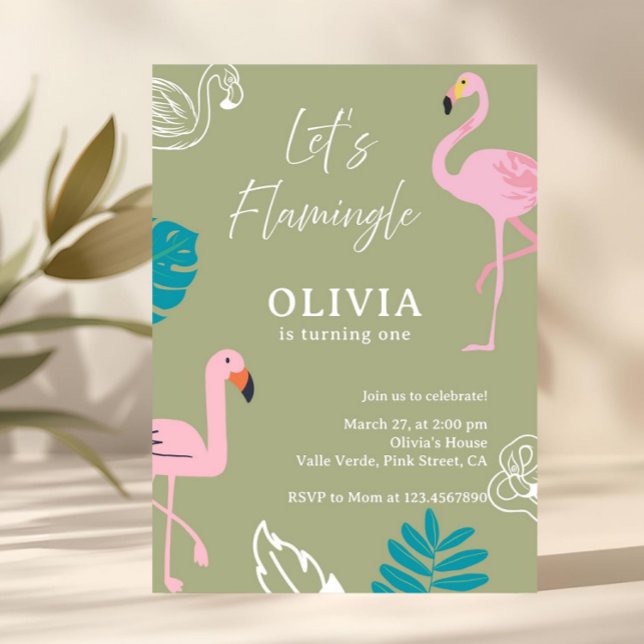 Invitation Sage Green Faisons Flamingle Flamant Anniversaire (pink flamingo
tropical birthday
summer birthday
girl birthday party
flamingo invitation
tropical par)