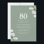 Invitation Sage Green Feuille verdure 80e fête d'anniversaire<br><div class="desc">Sage Green Feuille Greenery Invitation fête d'anniversaire 80th aussi disponible en faire-part de mariage numérique Voir la collection correspondante dans Niche et Nest Store</div>