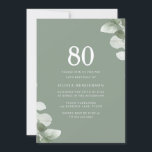 Invitation Sage Green Feuille verdure 80e fête d'anniversaire<br><div class="desc">Sage Green Feuille Greenery Invitation fête d'anniversaire 80th aussi disponible en faire-part de mariage numérique Voir la collection correspondante dans Niche et Nest Store</div>