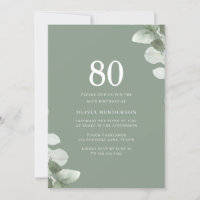 Sage Green Feuille verdure 80e fête d'anniversaire