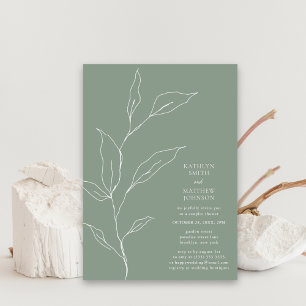 Invitation Sage Green Feuilles d'olive Branche Couples Douche