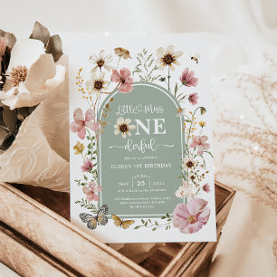 Invitation Sage Green Fleur sauvage Miss Onederful 1er annive
