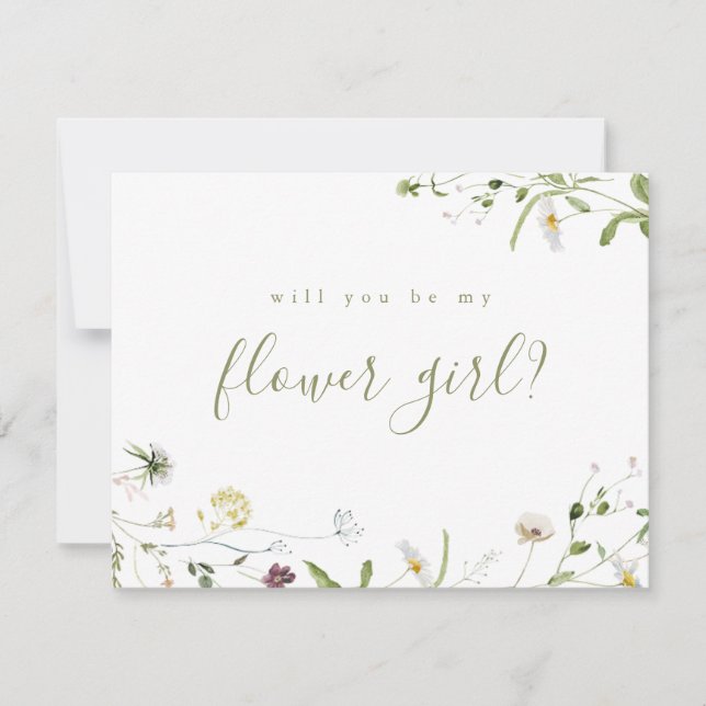 Invitation Sage Green Fleur sauvage tu seras ma fille de fleu (Devant)