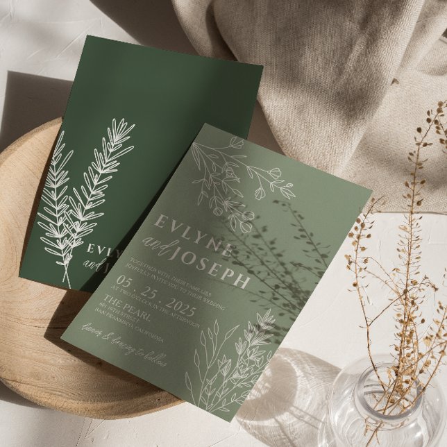 Invitation Sage Green Floral Boho Botanique Moderne Mariage (Créateur téléchargé)