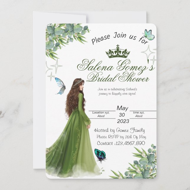 Invitation Sage Green Floral Butterfly nuptiale (Devant)