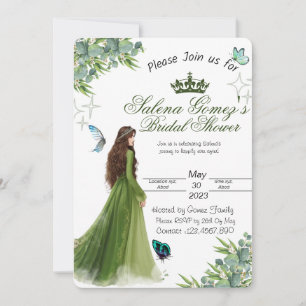 Invitation Sage Green Floral Butterfly nuptiale