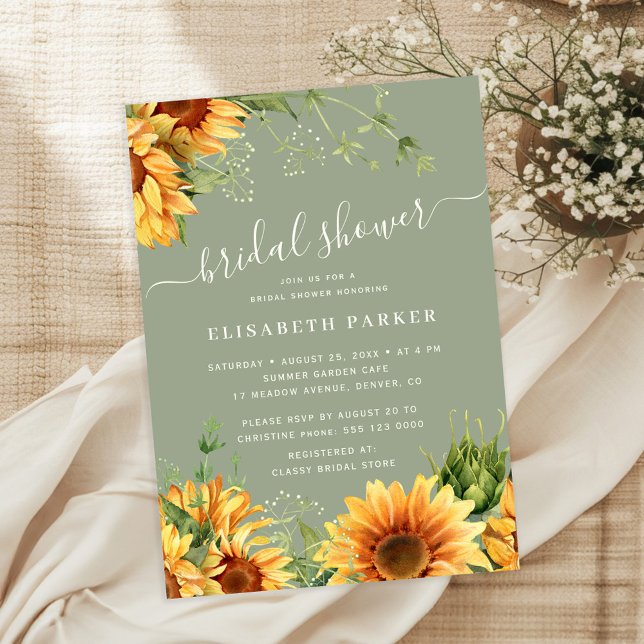 Invitation Sage green floral garden bridal shower (Créateur téléchargé)
