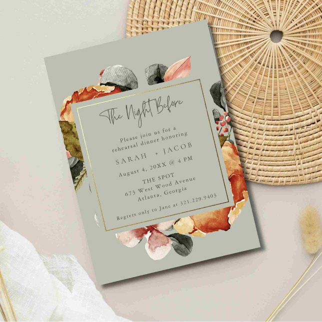 Invitation Sage Green Floral Mariage Dîner de répétition (Sage Green Floral Wedding Rehearsal Dinner Invitation)