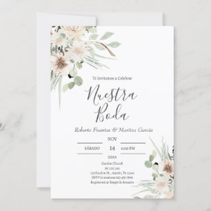 Invitation Sage Green Floral Mariage espagnol