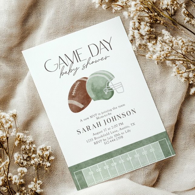 Invitation Sage Green Football Game Day Baby Shower  (Créateur téléchargé)