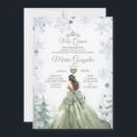 Invitation Sage Green Forest Winter Princesse Mis Quince<br><div class="desc">ÉDITABLE Sage Green Forest Winter Princess Mis Quince Invitation Elégante Quinceañera Sage Green Argent Crown Christmas Invitation Mis Quince 15 Anos,  16e Anniversaire</div>