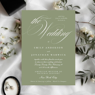 Invitation Sage Green Formal Élégant Calligraphie Le Mariage