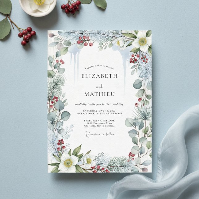 Invitation Sage Green Frosty Winter Wedding (Créateur téléchargé)