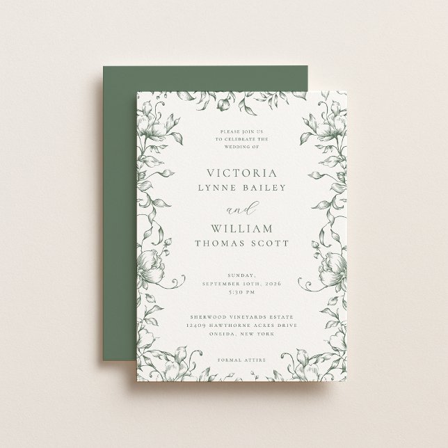 Invitation Sage Green Garden Floral Mariage (Créateur téléchargé)