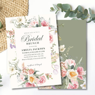 Invitation Sage green garden wildfloral spring Bridal shower