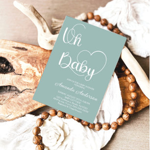 Invitation Sage Green Genre Moderne Baby shower élégant