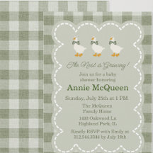 Sage Green Gingham Buffalo Check Goose Baby Shower