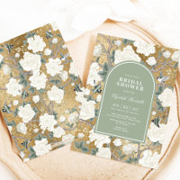 Sage Green Gold Chinoiserie Florale Fête des marié