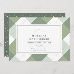 Invitation Sage Green & Gold En vichy Check Holiday