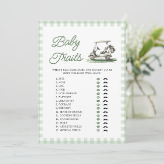 Invitation Sage Green Golf Baby Traits Baby Shower Game
