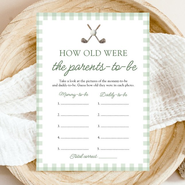 Invitation Sage Green Golf Quel âge avaient les parents jeu (Sage Green Golf How Old Were The Parents Game)