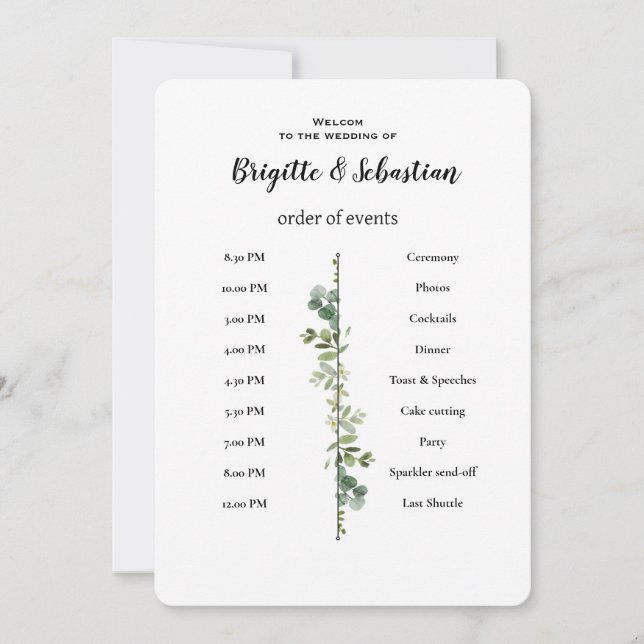 Invitation Sage Green | Greenery Gold Wedding Invite (Devant)