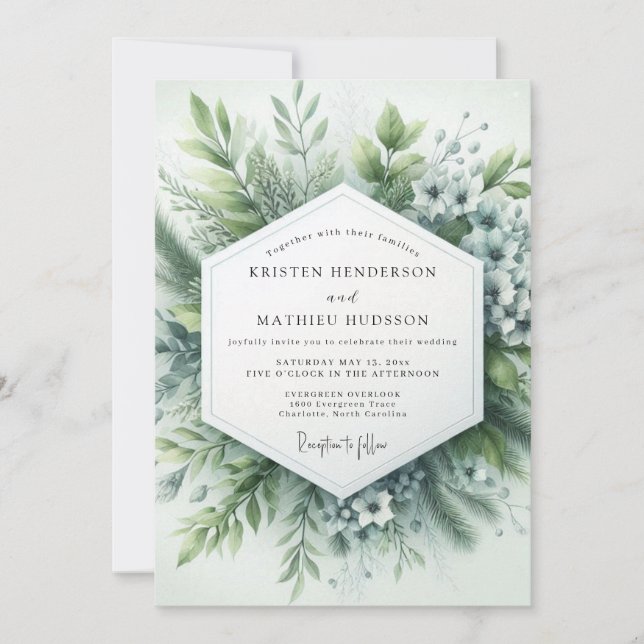 Invitation Sage Green Hazy Botanical Wedding (Devant)