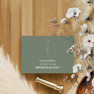 Invitation Sage green Indie bohem Serez-vous ma demoiselle d'