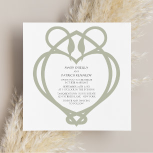 Invitation Sage Green Irlandais Celtic Swan Love Mariage