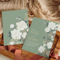 Sage Green Ivory Chinoiserie Flower Garden Mariage