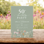 Invitation Sage Green Jardin Fleur sauvage Floral 50e anniver<br><div class="desc">Célébrez dans le style avec une calligraphie fleurie de jardin 50e anniversaire invitation, parfait pour un évènement marquant. Avec ses motifs floraux vibrants et son élégante calligraphie, cette invitation donne un ton fantaisiste mais sophistiqué à votre célébration. Le thème du jardin luxuriant mêle beauté naturelle et typographie gracieuse, créant un...</div>