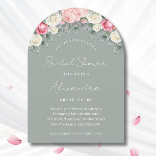 Invitation Sage Green Jardin Vintage Fête des mariées Rose