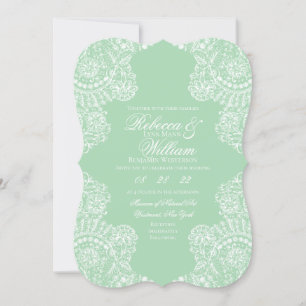 Invitation Sage Green Lace Mariage élégant