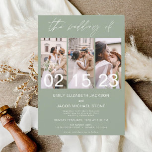 Invitation Sage Green Le Mariage de la photo Simple Minimalis