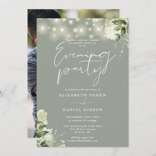 Invitation Sage Green Lights Photo Mariage Soirée