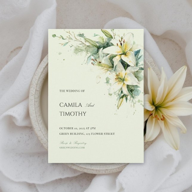 Invitation Sage Green Lily of the Valley Floral Wedding (Créateur téléchargé)