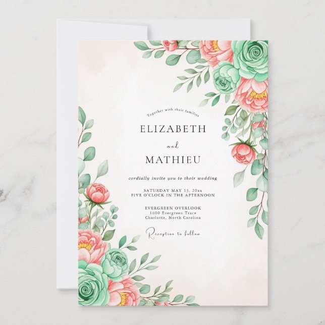 Invitation Sage Green Lush Succulent Wedding (Devant)