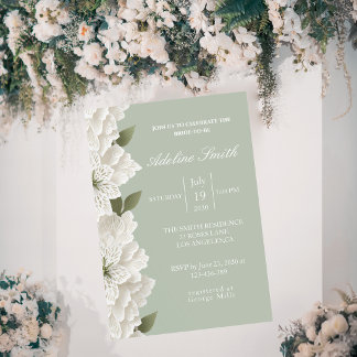 Invitation Sage Green Luxury Floral Elegant  Bridal Shower