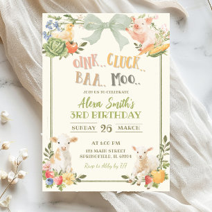 Invitation Sage Green Marché de fermier Enfants Anniversaire