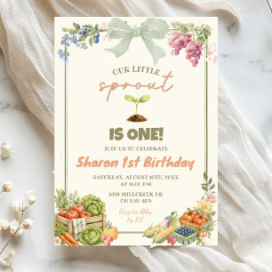 Invitation Sage Green Marché de fermier Little Sprout Anniver