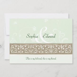 Invitation Sage Green Mariage de frise ornementale