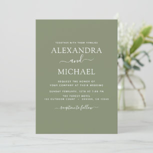 Invitation Sage Green Mariage Typographie moderne
