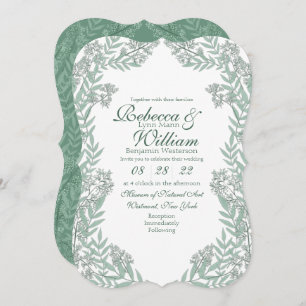 Invitation Sage Green Mariage Vintage Botanique