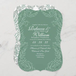 Invitation Sage Green Mariage Vintage Botanique